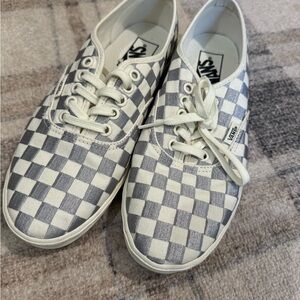 Vans Gray and White Checkered Lace-Up Shoes